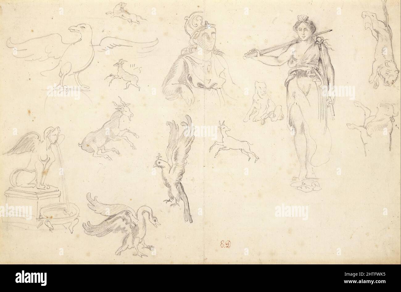 EugÃ¨ne Delacroix - Studi su animali e figure Foto Stock