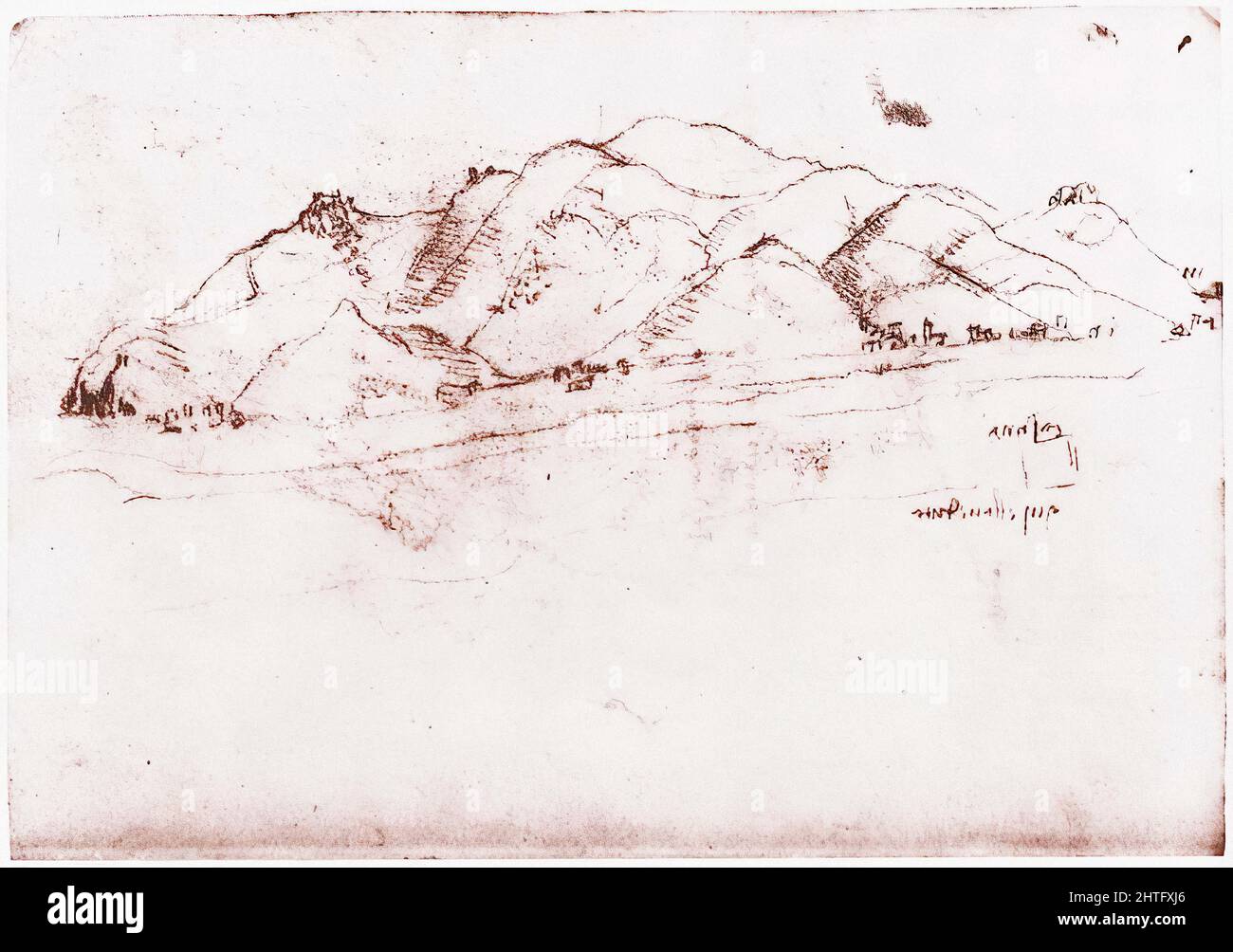 Leonardo da Vinci - Paesaggio nei pressi di Pisa C 1502 Foto Stock