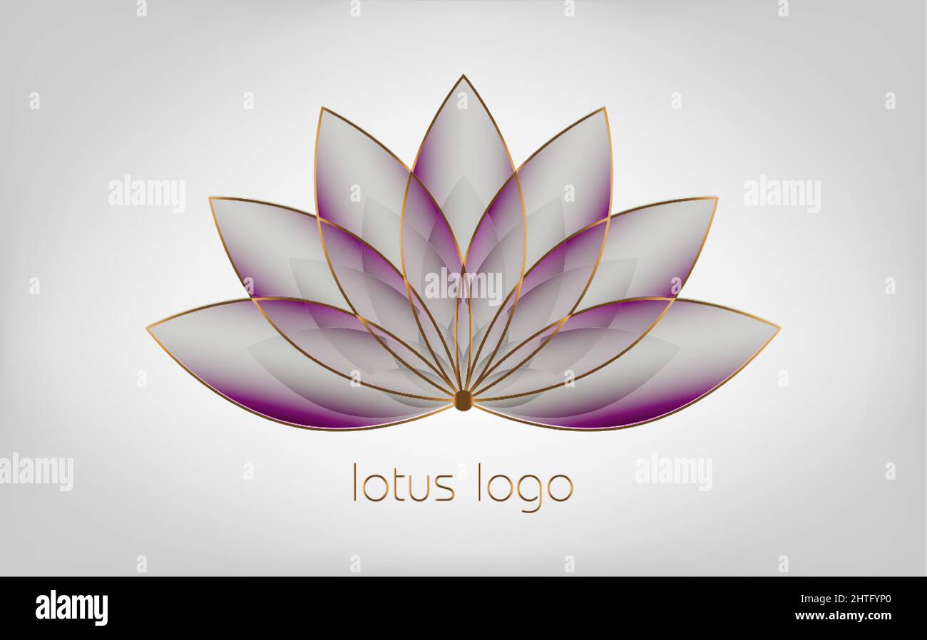 Colorato logo Lotus, Flower of Life. Geometria sacra. Simbolo di armonia ed equilibrio. Segno di purezza. Vettore di disegno Chakra Yoga isolato su bianco Illustrazione Vettoriale