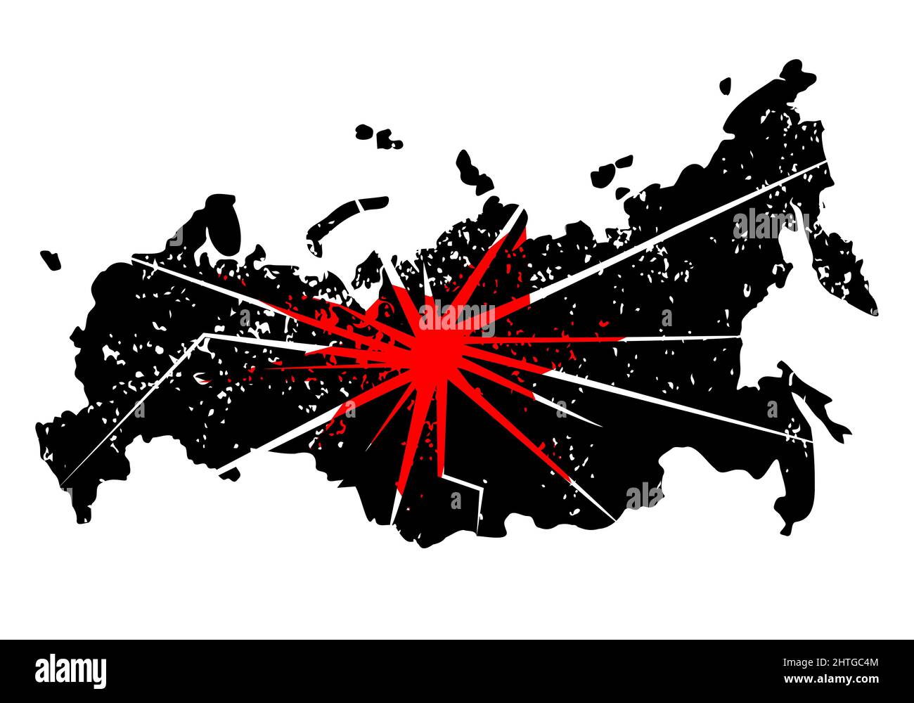 Distruzione della Russia a causa della crisi e delle sanzioni. Grunge sfondo astratto. Problemi moderni dell'umanità, disastri ambientali, guerra, f Illustrazione Vettoriale