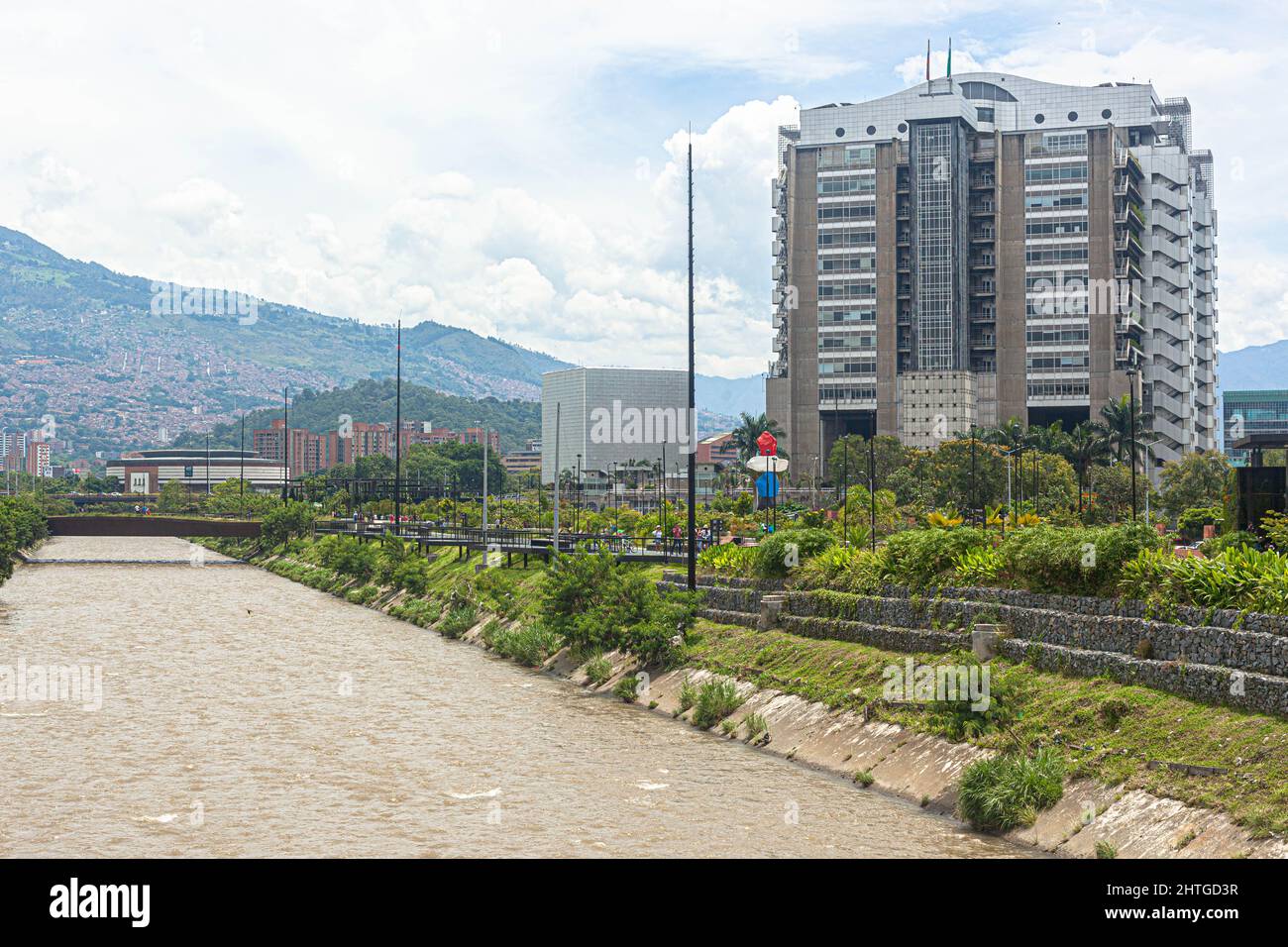 Río Medellín, Medellín, Antioquia, Colombia. Foto Stock