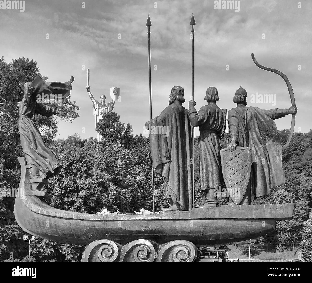 Monumento ai fondatori Dniper River Kiev Kiev Kiev Ucraina Foto Stock