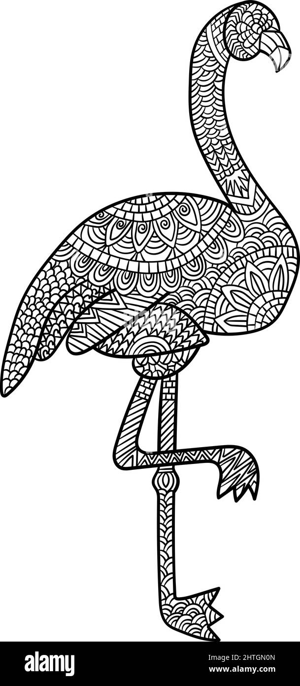 Flamingo Mandala Coloring pagine per adulti Illustrazione Vettoriale