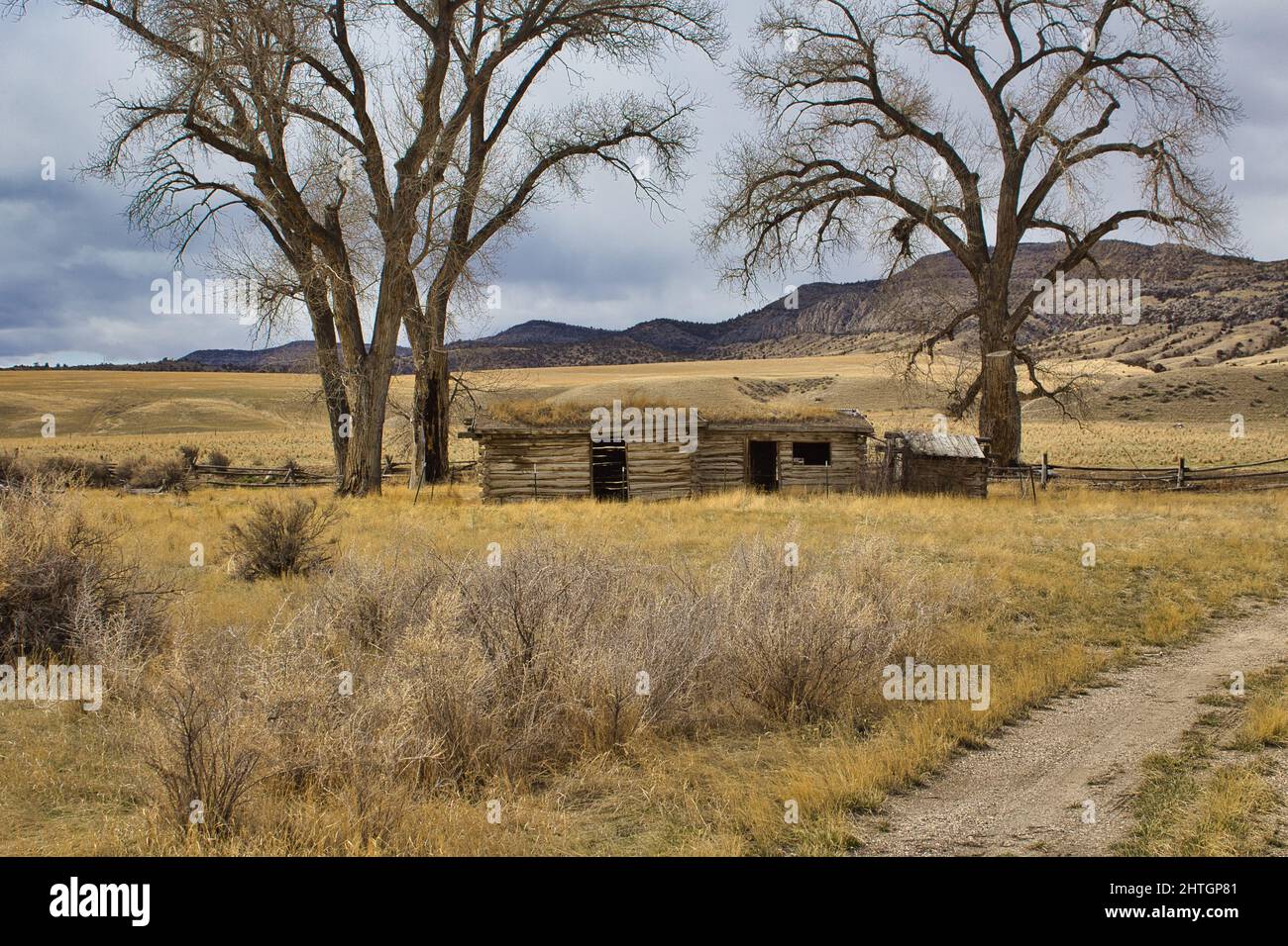 Parker Homestead, un ex Montana state Park, visto da lontano. Foto Stock