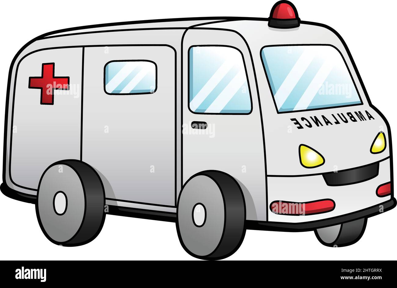 Ambulanza Cartoon clipart Illustrazione colorata Illustrazione Vettoriale