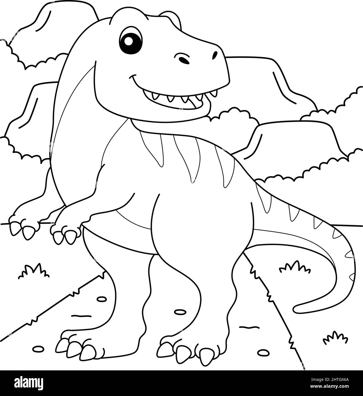 Tyrannosaurus Coloring Page for Kids Illustrazione Vettoriale