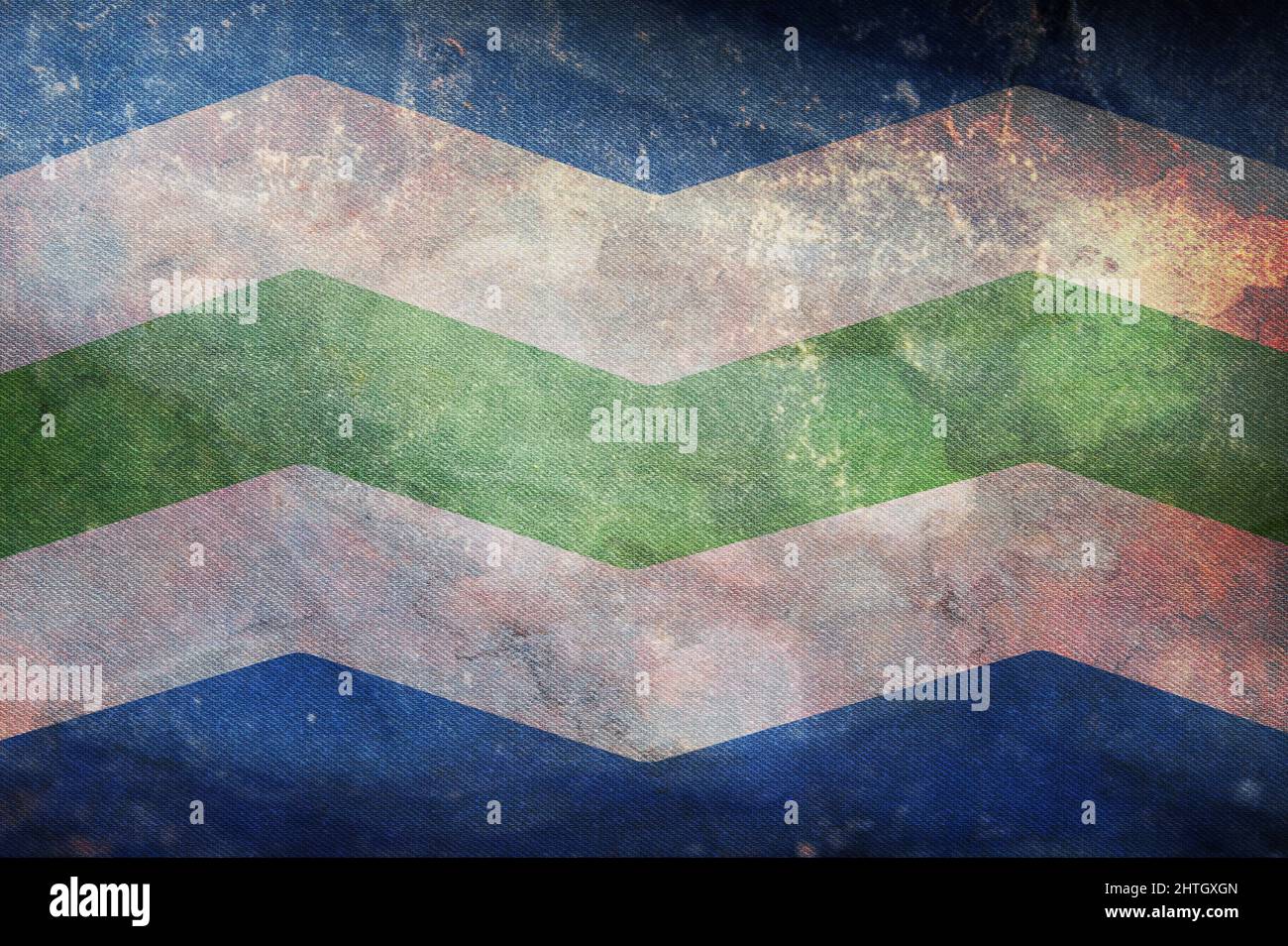 Vista dall'alto della bandiera retrò di Burlington, Vermont, Stati Uniti d'America con grunge texture. USA patriota e concetto di viaggio. Nessun flagpole. Progettazione di piani Foto Stock