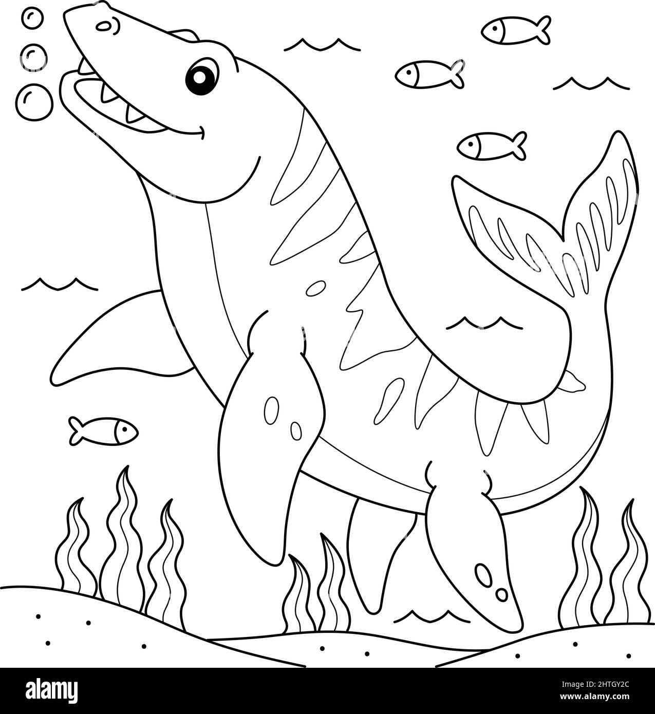 Pagina da colorare Mosasaurus per bambini Immagine e Vettoriale - Alamy
