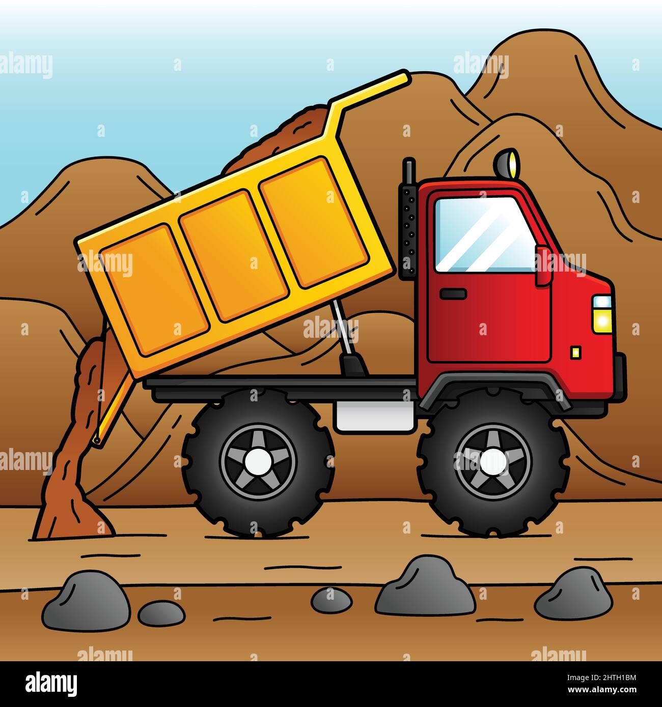 Illustrazione del veicolo colorato Cartoon del dumper di scarico Illustrazione Vettoriale