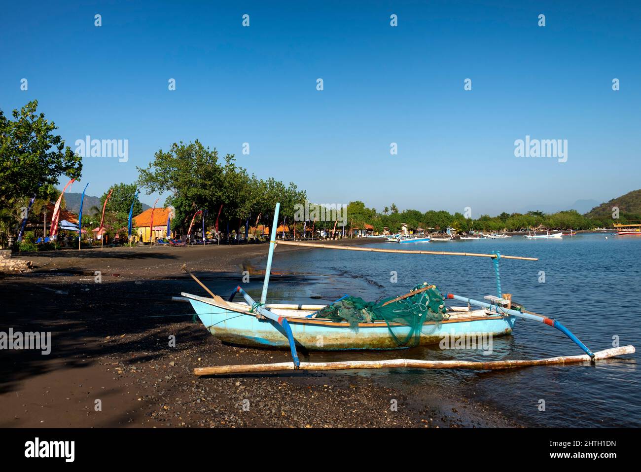 Jukung, tradizionale barca indonesiana a Pemuteran, Bali Foto Stock