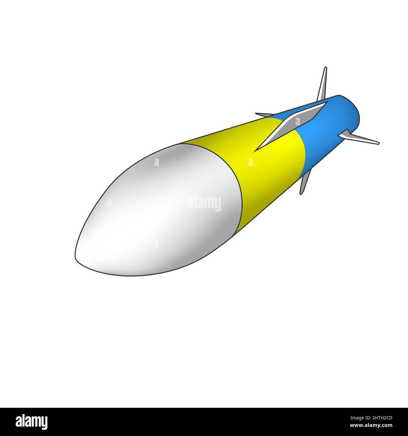 Missile militare Ucraina, simbolo di guerra. Illustrazione della pace vettoriale. Bomba Attack immagine stock grafica Illustrazione Vettoriale