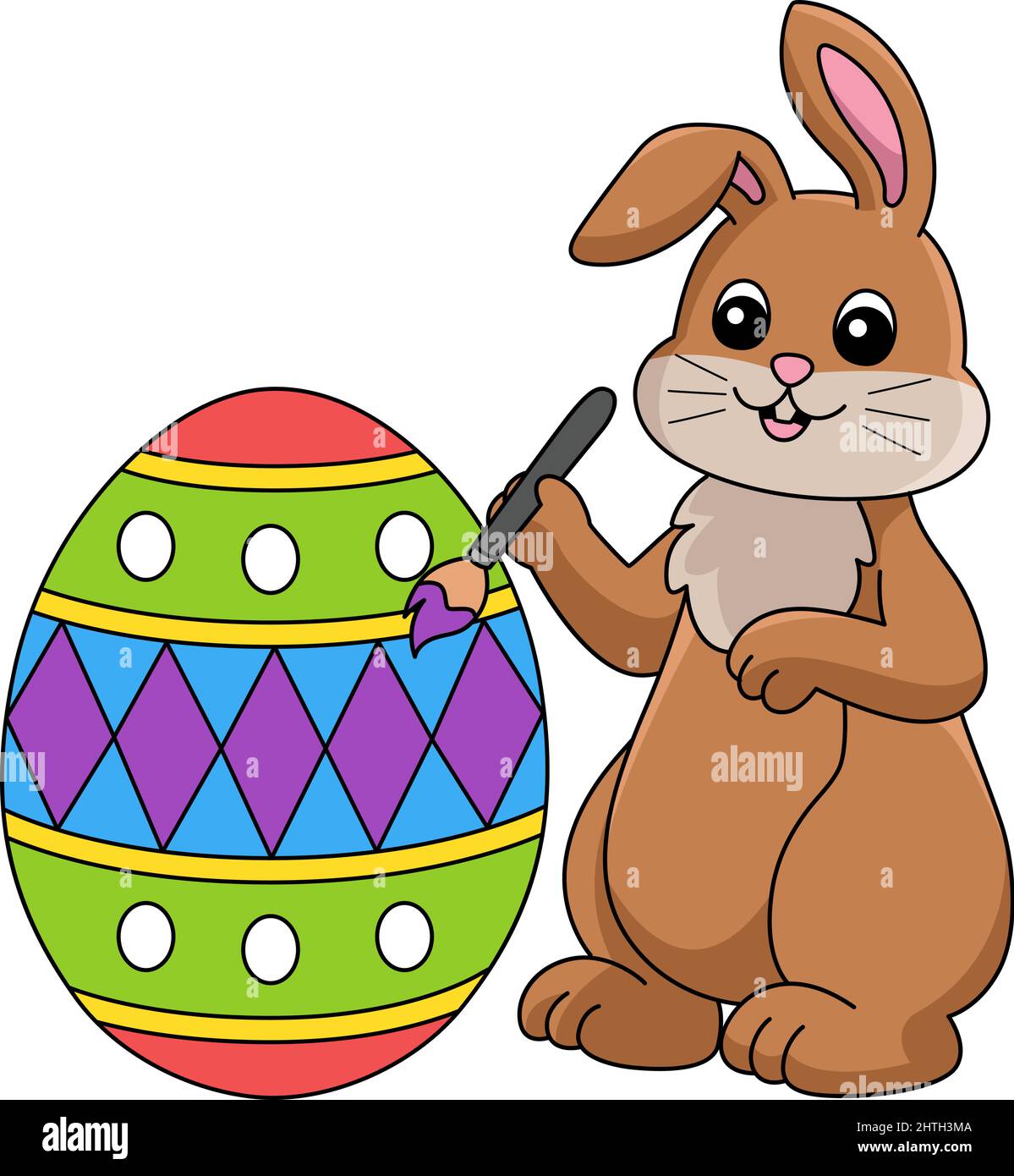 Cartoon Coniglietto pasquale per la verniciatura di un uovo su uova di  pasqua Immagine e Vettoriale - Alamy