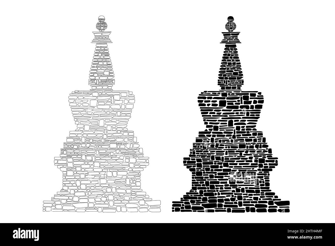 Stupa nei villaggi himalayani del Bhutan Foto Stock