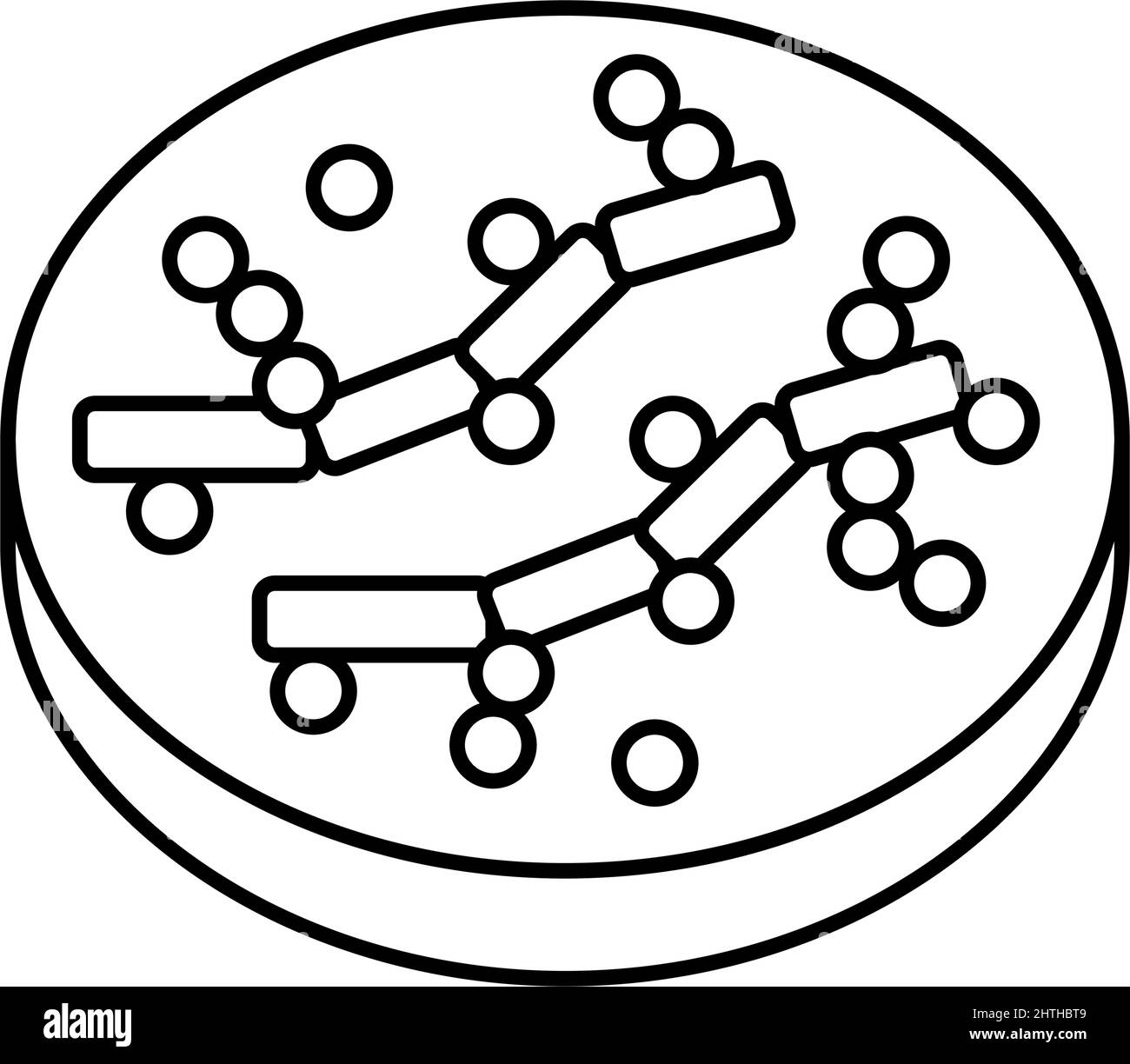 illustrazione vettoriale dell'icona della linea dei batteri candida Illustrazione Vettoriale