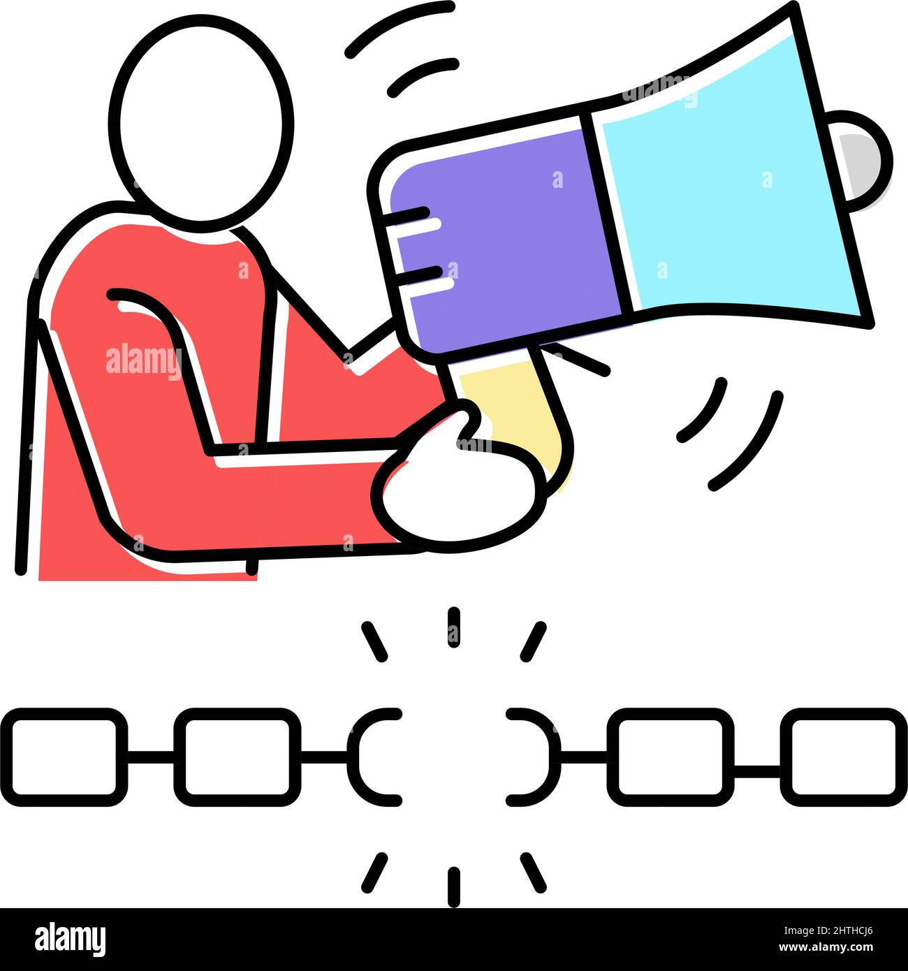 illustrazione vettoriale dell'icona a colori per la libertà di espressione Illustrazione Vettoriale