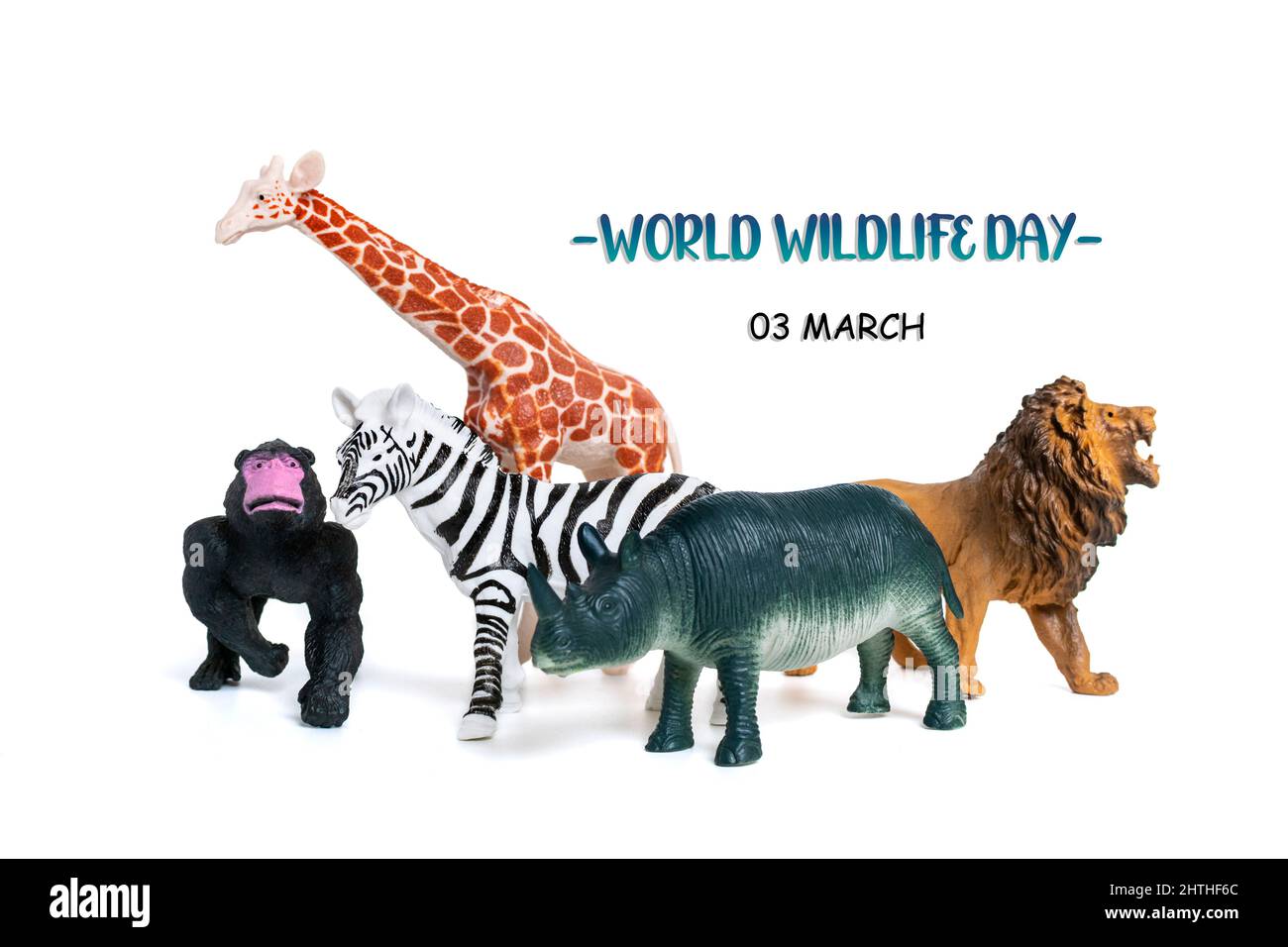 Rinoceronte, giraffa, leone, zebra, elefante isolato su sfondo bianco testo World Wildlife Day 3 marzo celebrare molte belle e varie forme di w Foto Stock Rinoceronte, giraffa, leone, zebra, elefante isolato su sfondo bianco testo World Wildlife Day 3 marzo celebrare molte belle e varie forme di w Foto Stock
