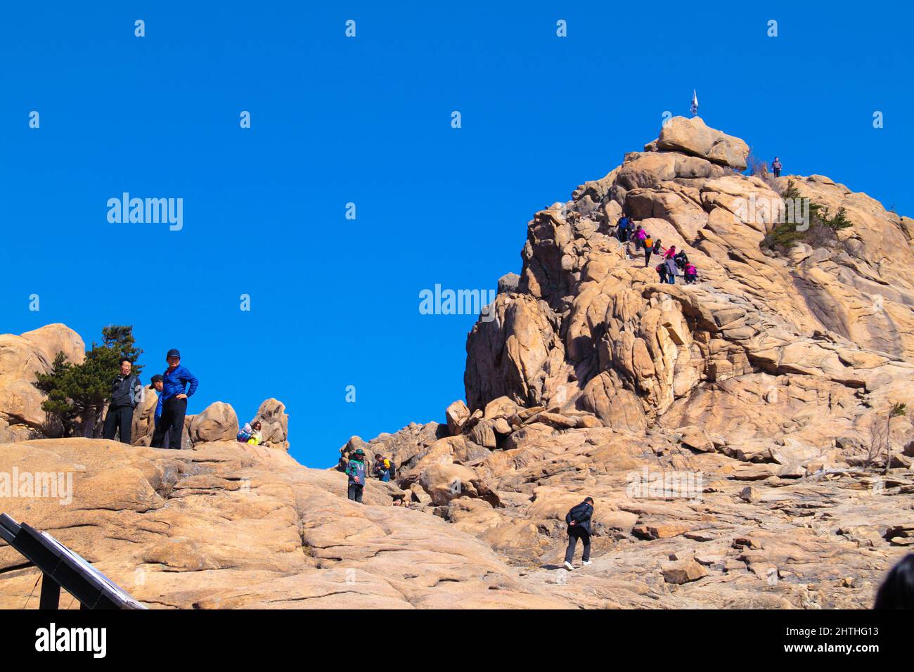 Scenario roccioso sulla vetta del Parco Nazionale di Seoraksan, Corea del Sud. Foto Stock