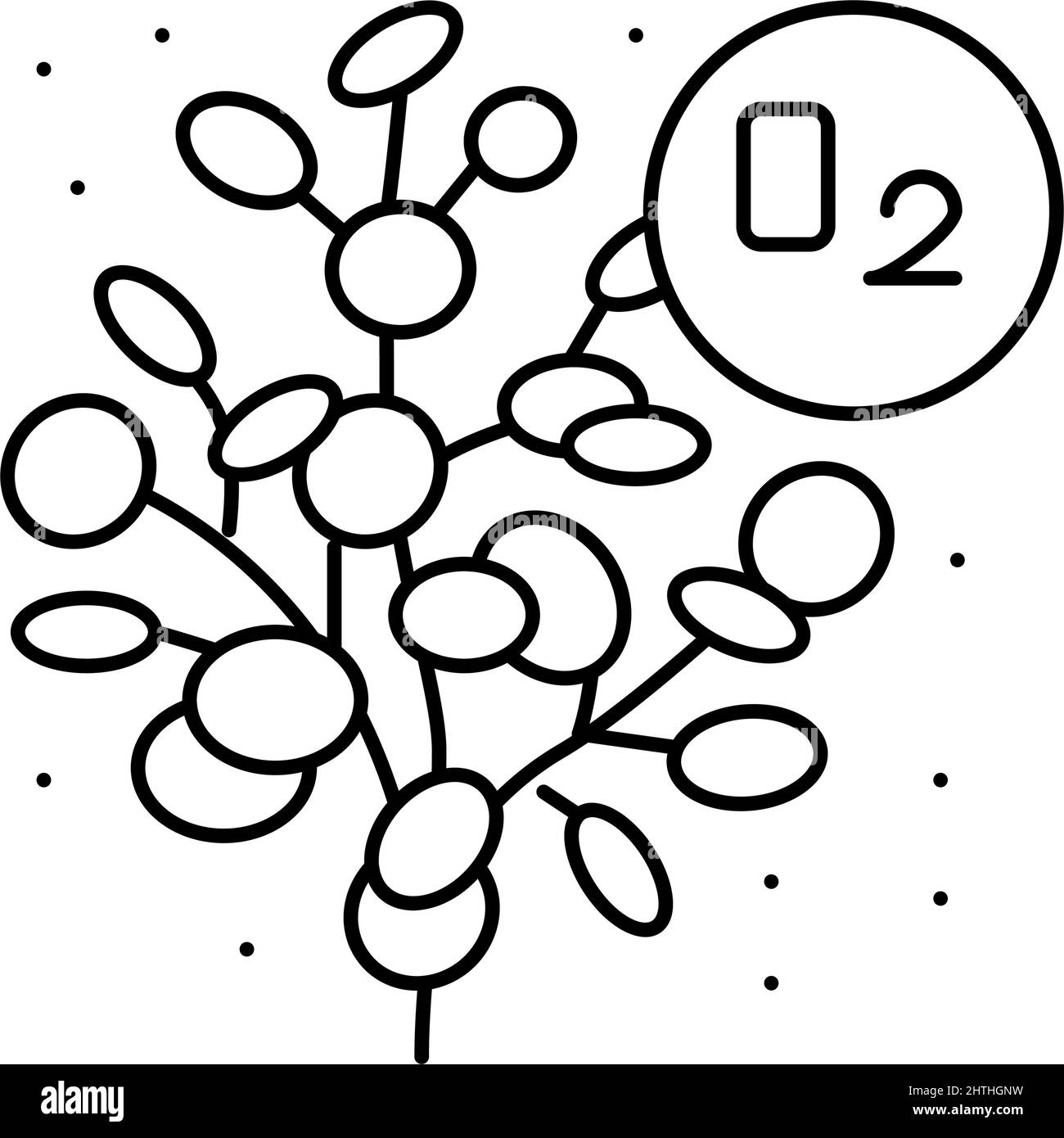 illustrazione vettoriale dell'icona della linea di ossigeno rilasciata dall'impianto Illustrazione Vettoriale