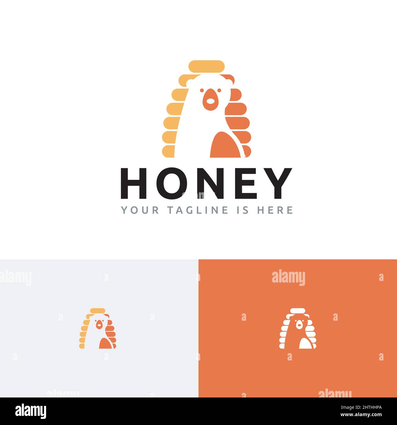 Modello del logo dell'alimento dolce sano dell'orso del miele dell'alveare dell'ape Illustrazione Vettoriale