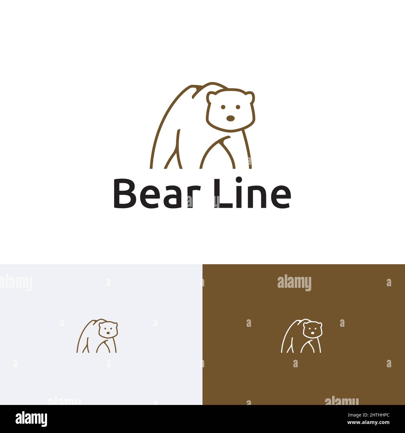 Modello con logo Natural Style Art Style Simple Bear Line Illustrazione Vettoriale