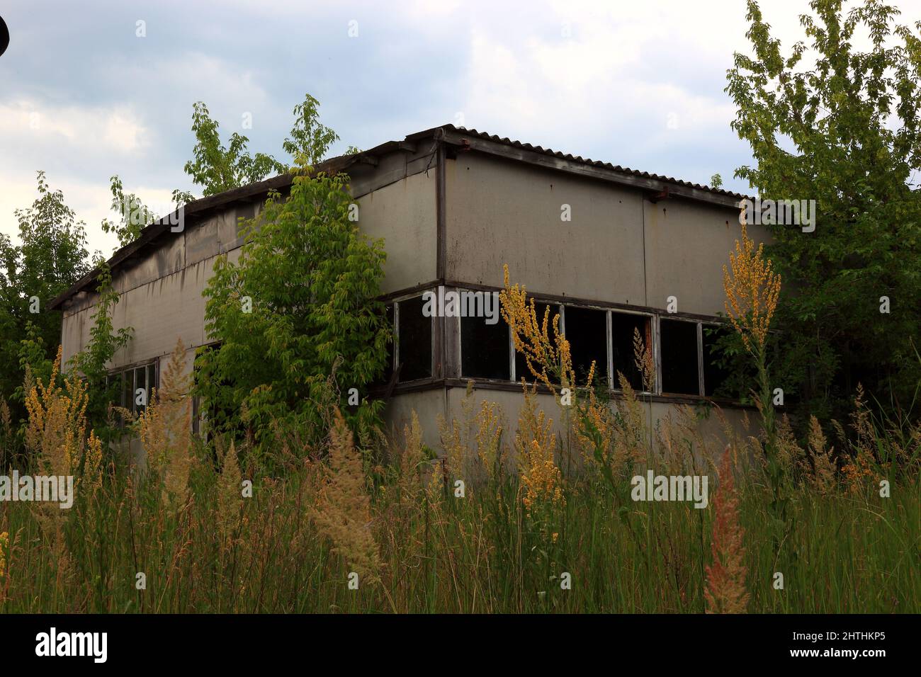 Ucraina, Sperrzone, Halle fuer Fischzucht in der verlassenen Stadt Pripjat, in der unbewohnbaren 30-kilometri-zone um das Kraftwerk von Tschernobyl un Foto Stock