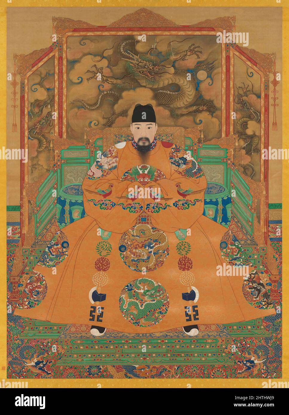 Ritratto dell'Imperatore Hongzhi ( 1470 – 1505 ) , il 10th Imperatore della dinastia Ming, regnò dal 1487 al 1505 Foto Stock