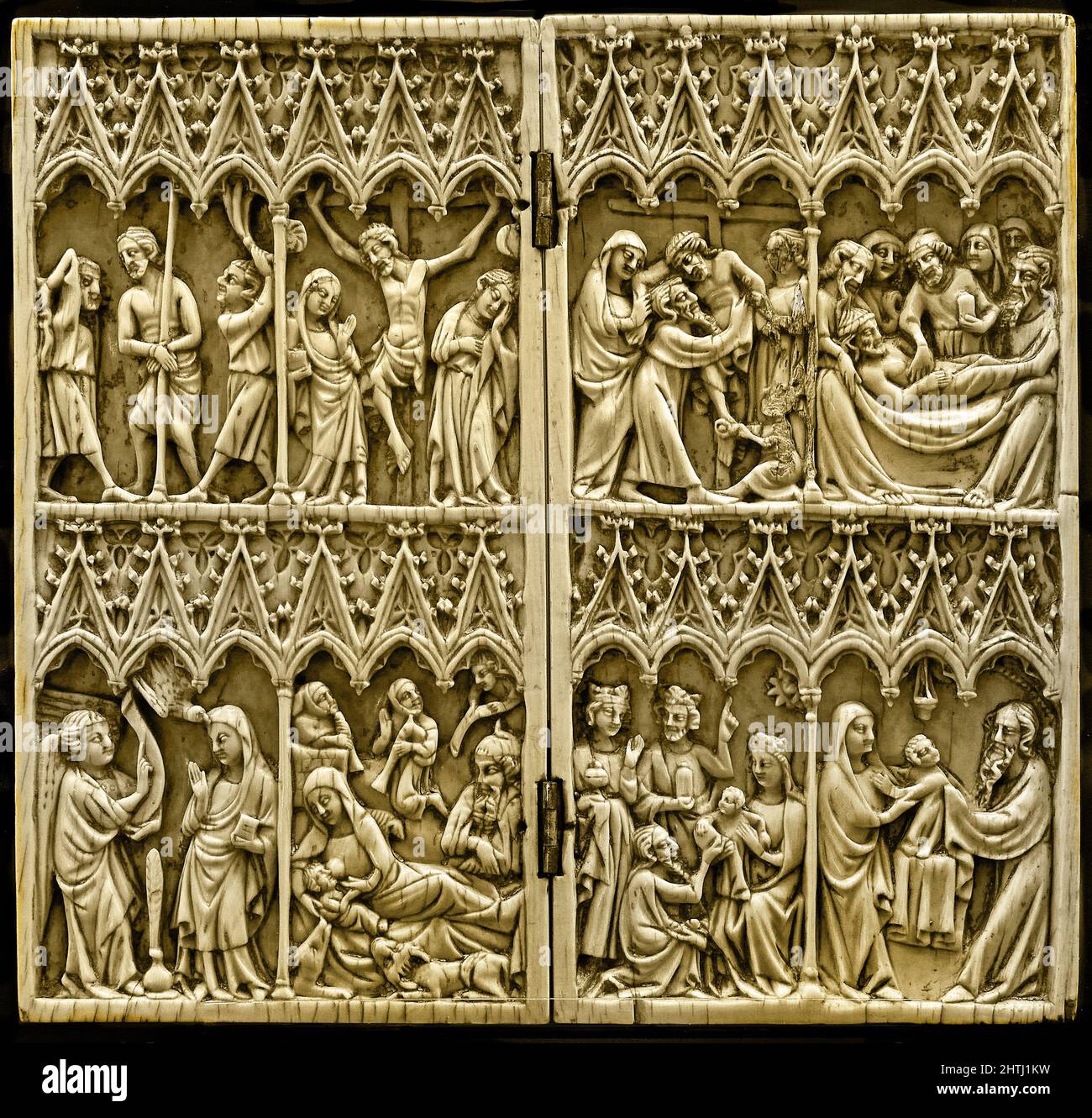 Dittico con scene della vita di Cristo e della Passione. Parigi 1360-1380 Francese, Francia, Avorio, Palazzo Madama, Casaparte degli Acaja, palazzo di Torino, Italia, Foto Stock