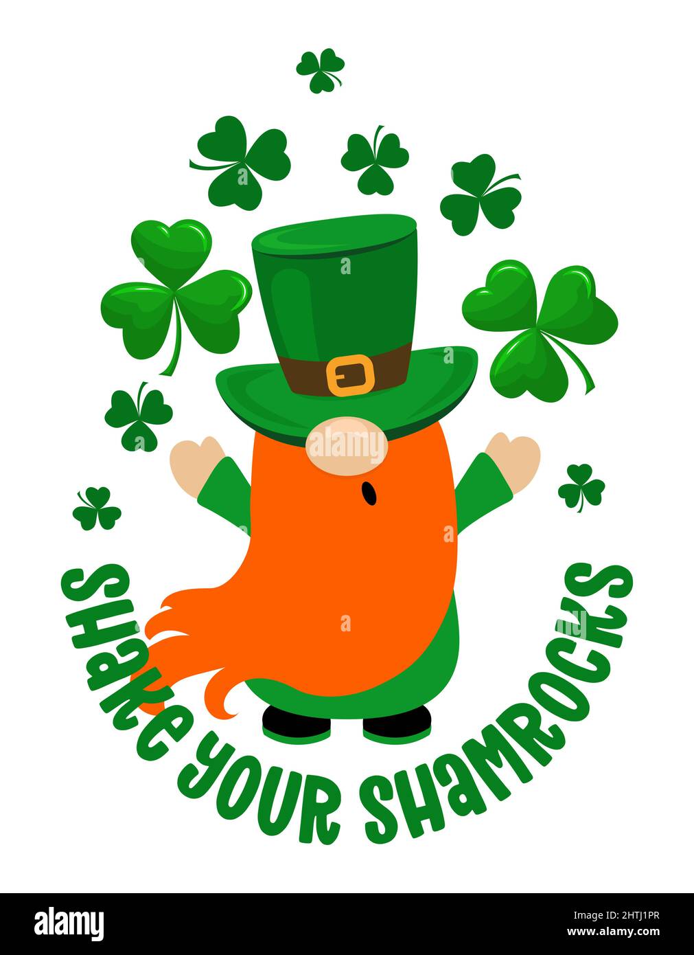 Agita i tuoi shamrock - divertente design di lettere ispirate per il giorno di San Patrizio per poster, t-shirt, scheda, invito, adesivo, banner, regalo. Lepre irlandese Illustrazione Vettoriale