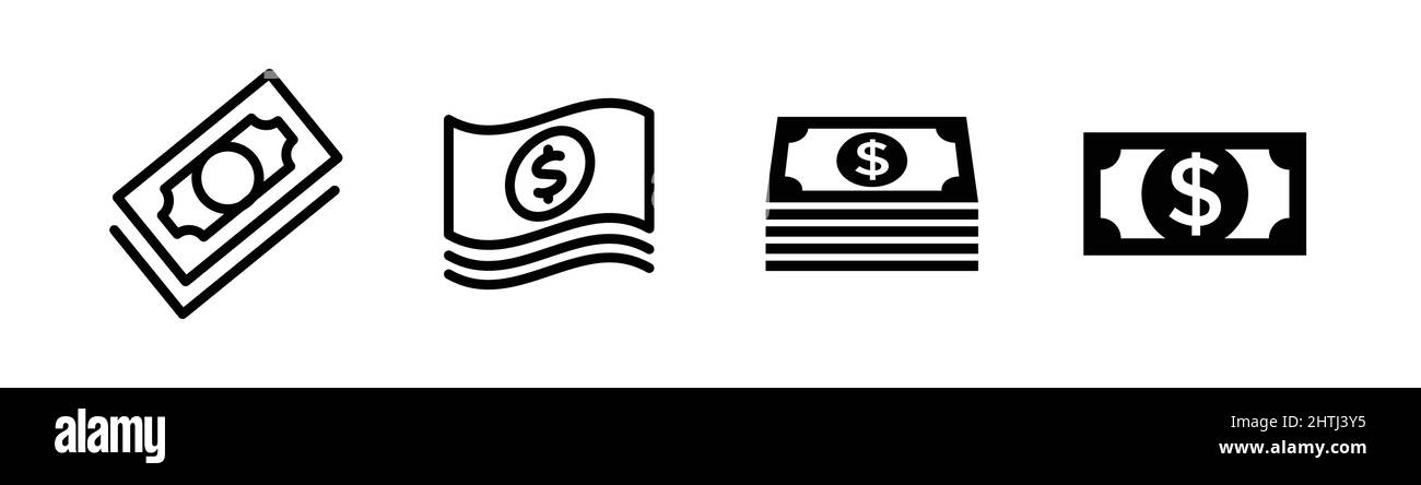 Dollaro denaro icona design, delineato e stile piatto, elemento di design relativo al pagamento Illustrazione Vettoriale