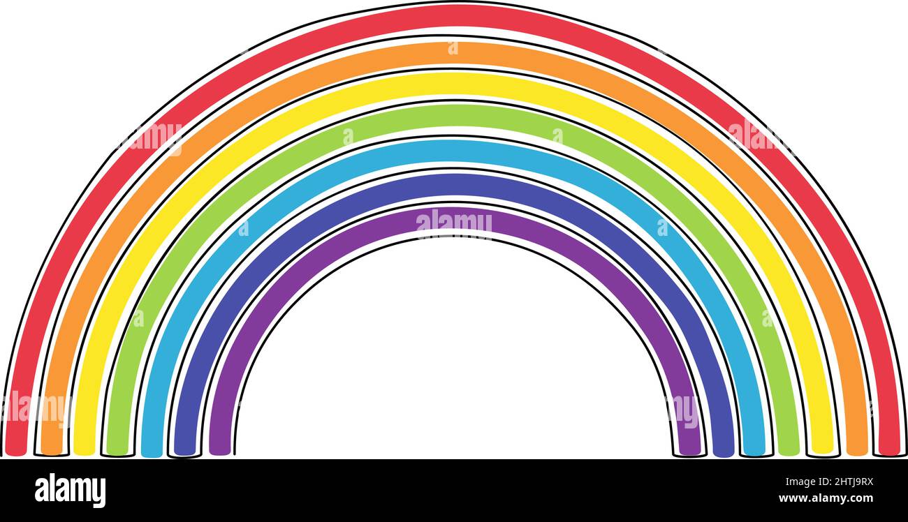 Arcobaleno in disegno continuo a una linea, illustrazione vettoriale Illustrazione Vettoriale