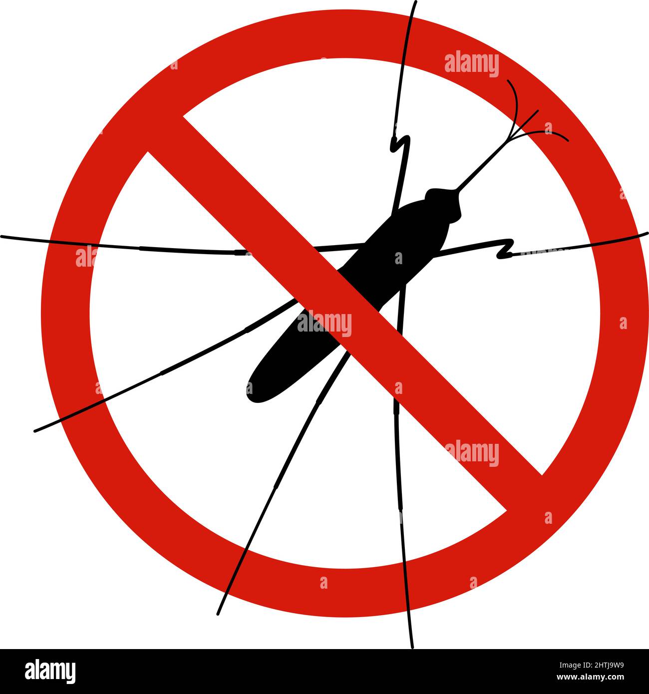 Anti zanzare, controllo parassiti. Stop insetti segno. Silhouette di zanzara in cerchio rosso proibente, illsutrazione vettoriale Illustrazione Vettoriale
