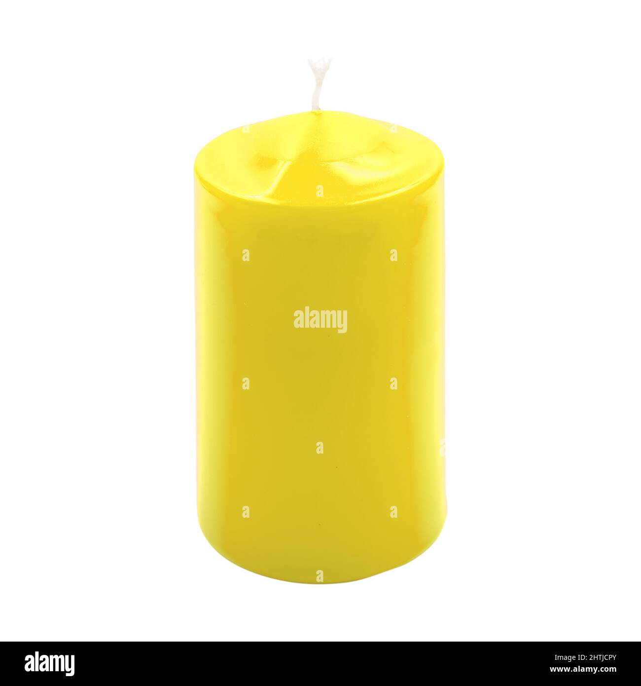 Candela grande Aroma gialla su sfondo bianco Foto stock - Alamy