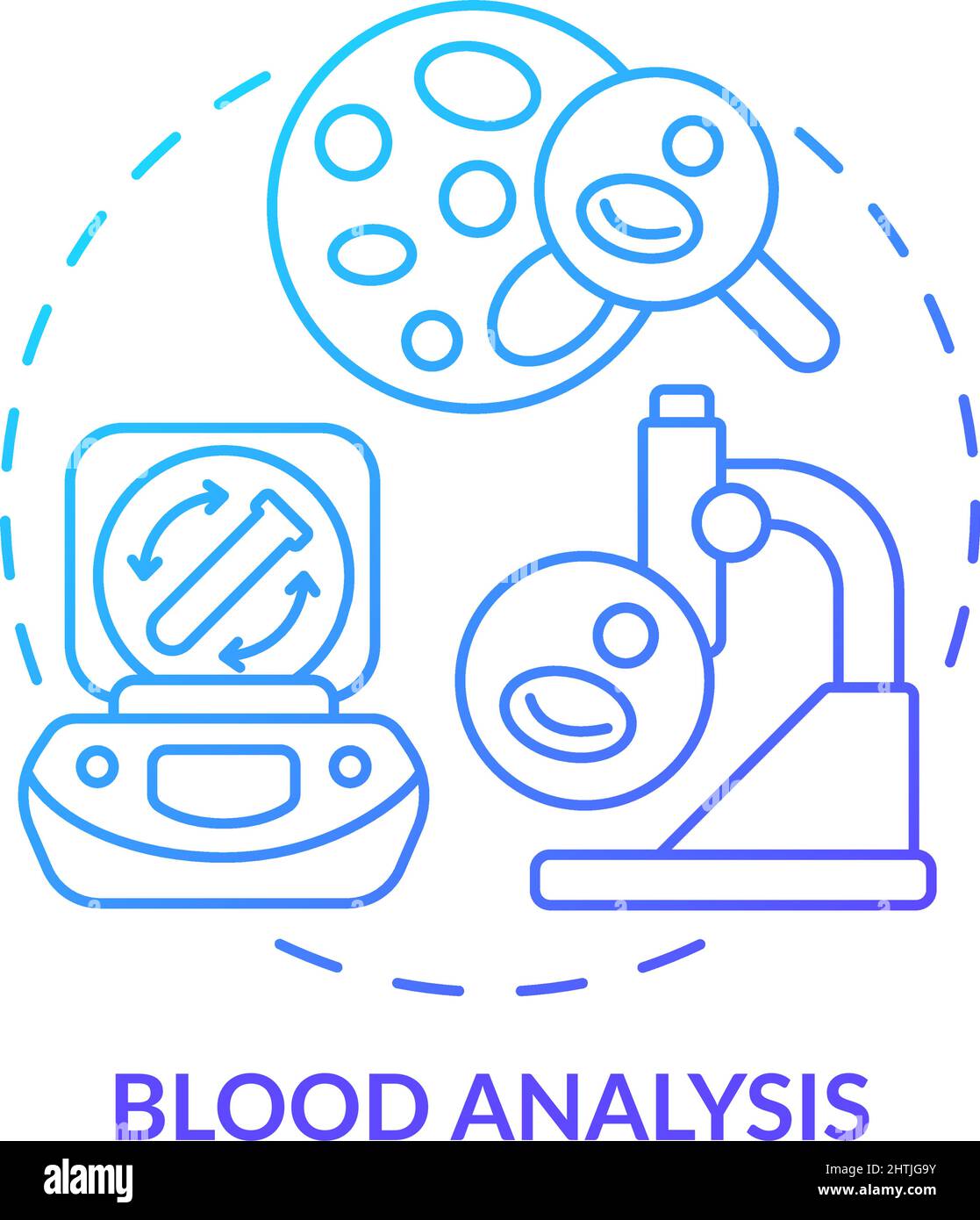 Icona del concetto di gradiente blu per l'analisi del sangue Illustrazione Vettoriale