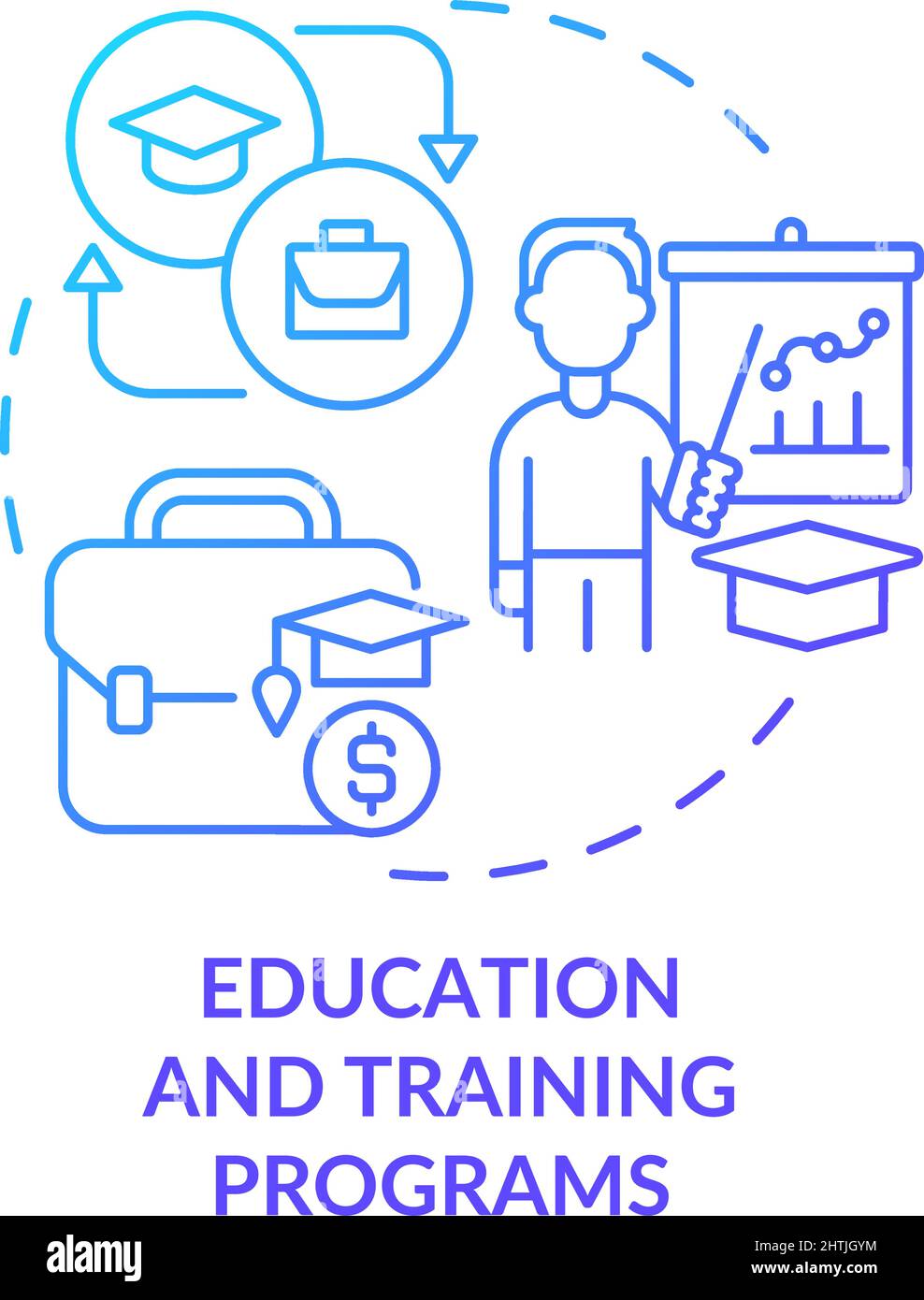 Programmi di formazione e formazione blu gradiente concetto icona Illustrazione Vettoriale