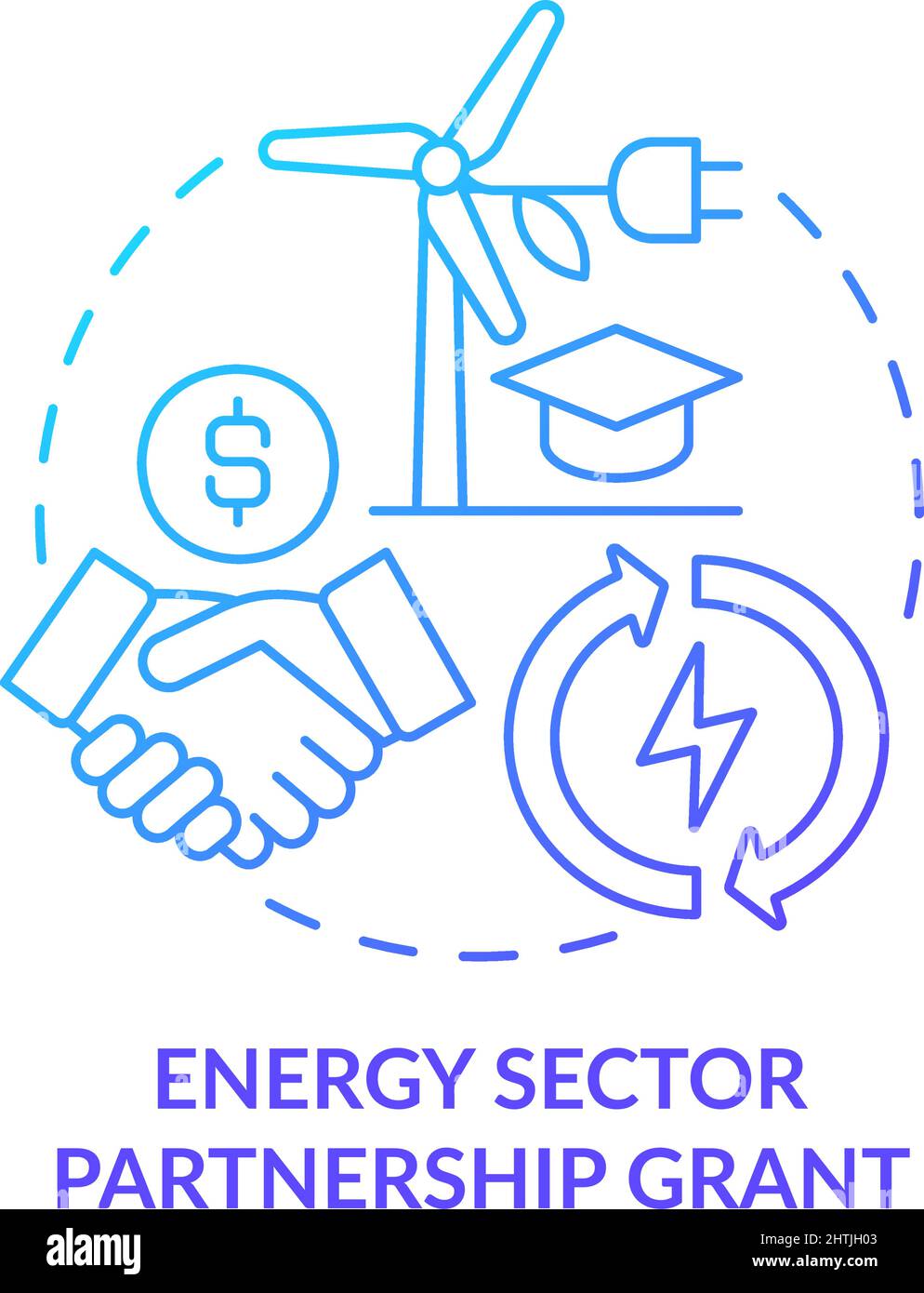 Icona del concetto di gradiente blu per la partnership nel settore energetico Illustrazione Vettoriale