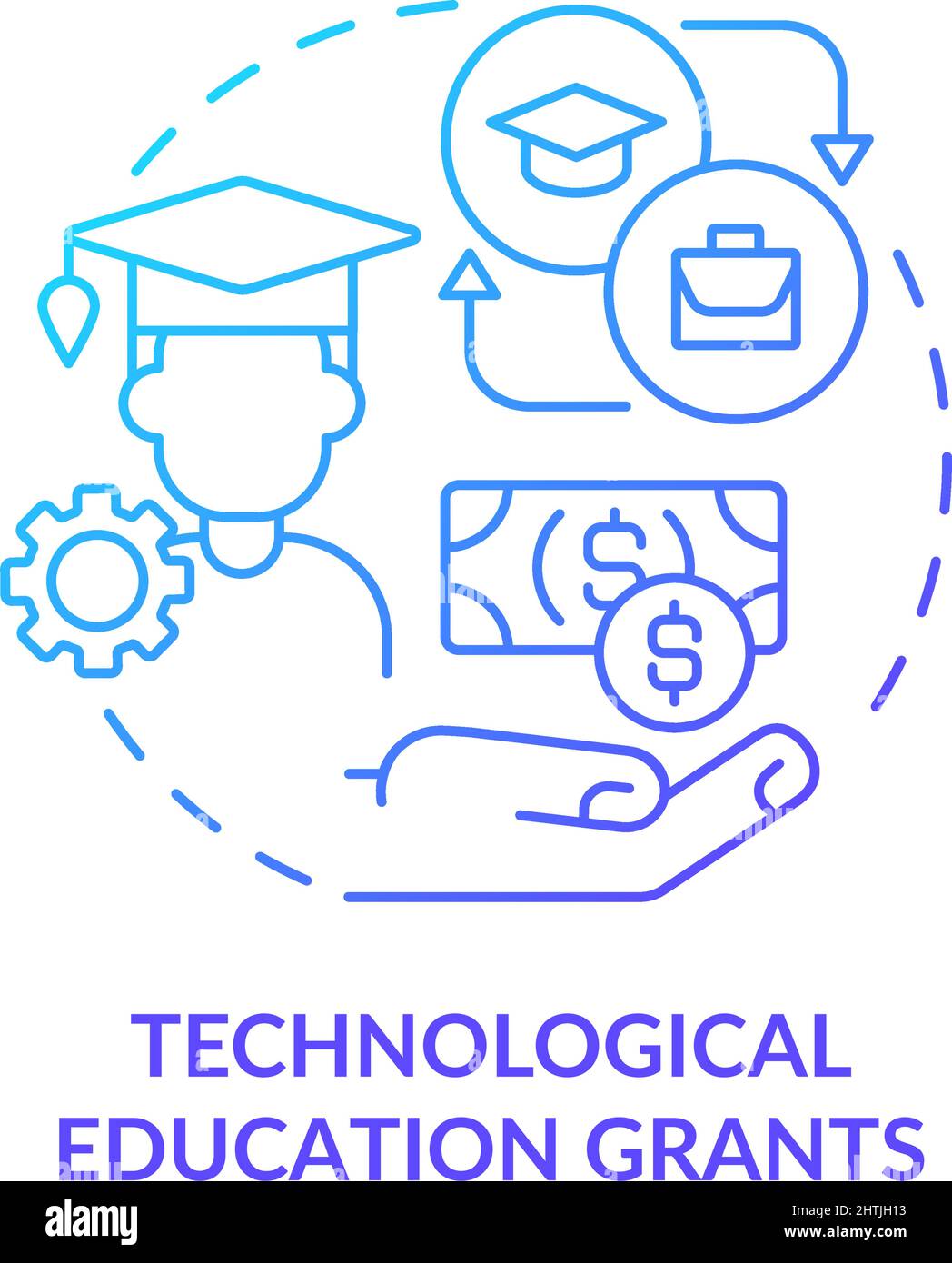 L'educazione tecnologica concede un'icona di concetto di gradiente blu Illustrazione Vettoriale