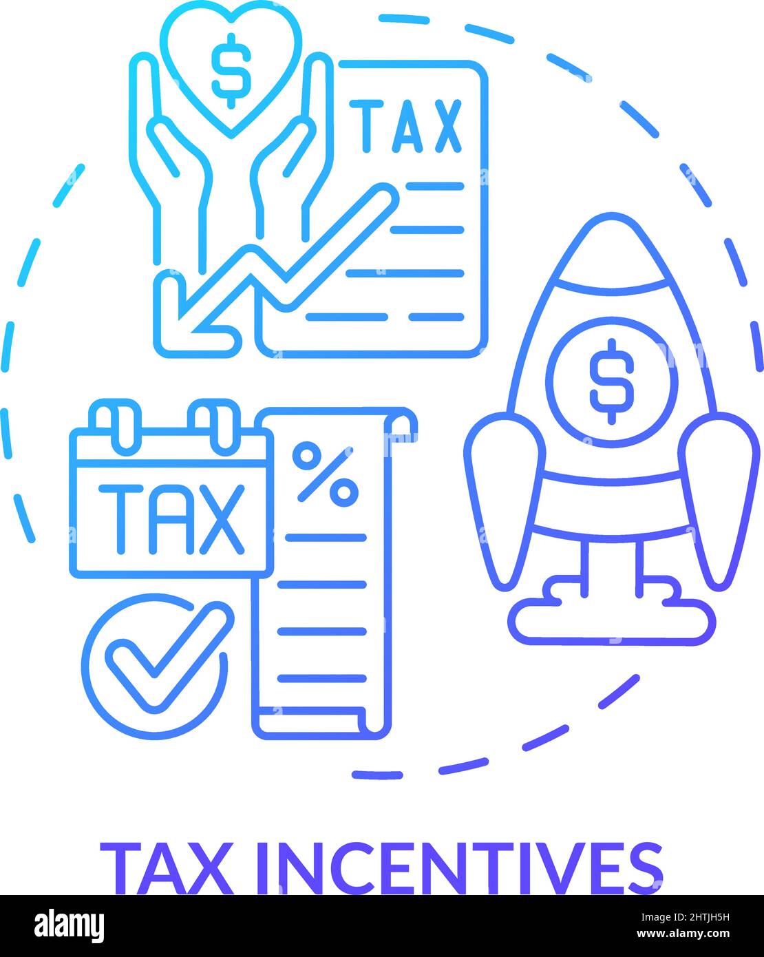 Icona del concetto di gradiente blu incentivi fiscali Illustrazione Vettoriale