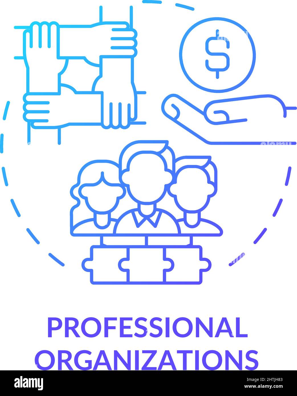 Icona del concetto di gradiente blu delle organizzazioni professionali Illustrazione Vettoriale