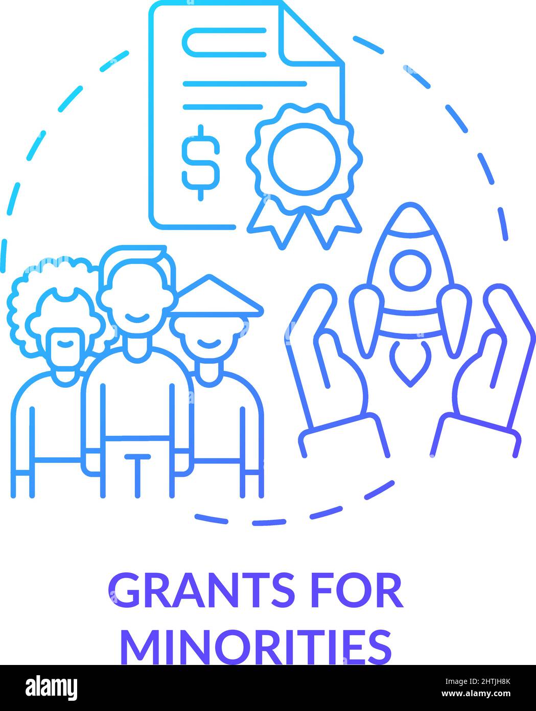 Icona del concetto di gradiente blu Grants for Minminblies Illustrazione Vettoriale
