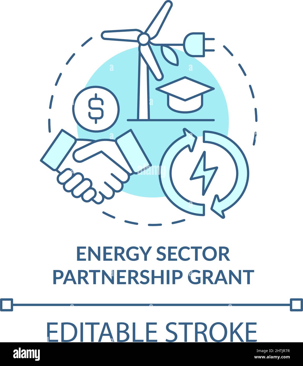 La partnership nel settore energetico concede un'icona di concetto turchese Illustrazione Vettoriale