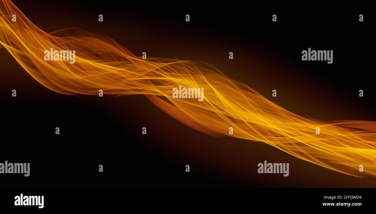 Linee incandescenti ondulate incandescenti Vibrant rame marrone o giallo colori Trend astratto sfondo Foto Stock