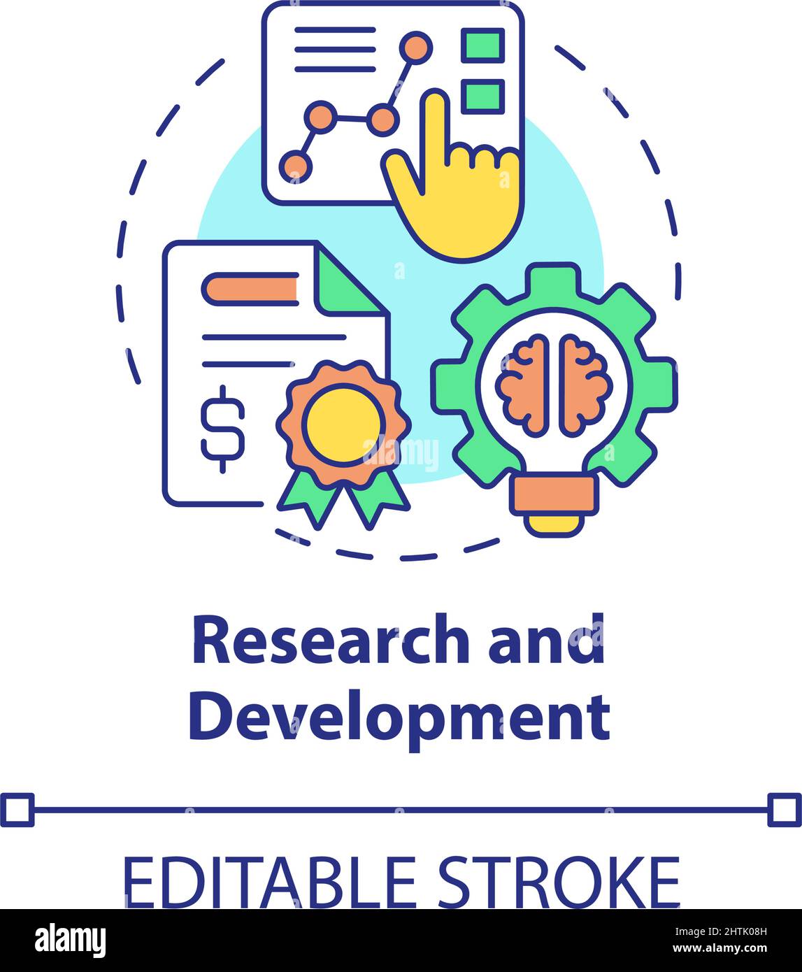 Icona del concetto di ricerca e sviluppo Illustrazione Vettoriale