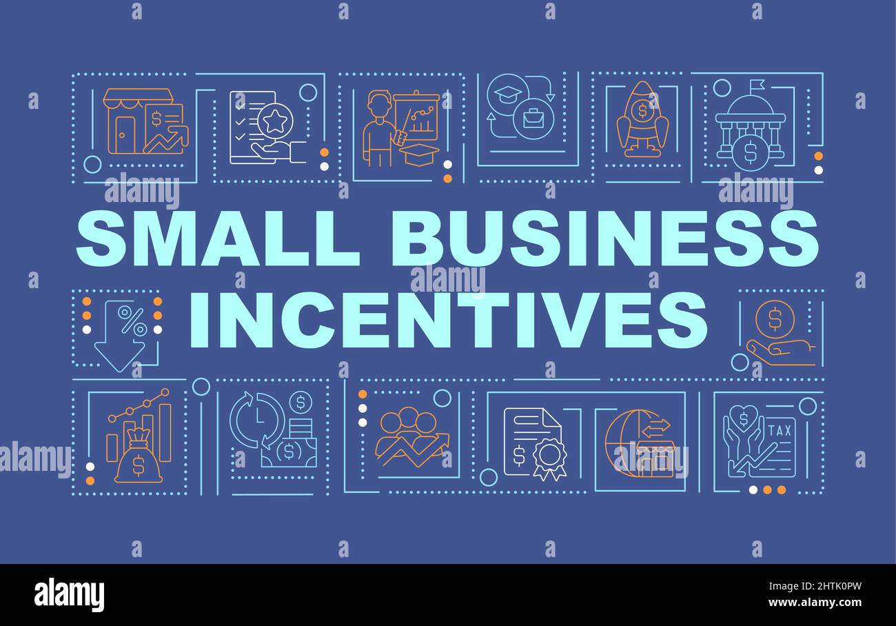 Small business incentive parola concetti banner blu Illustrazione Vettoriale