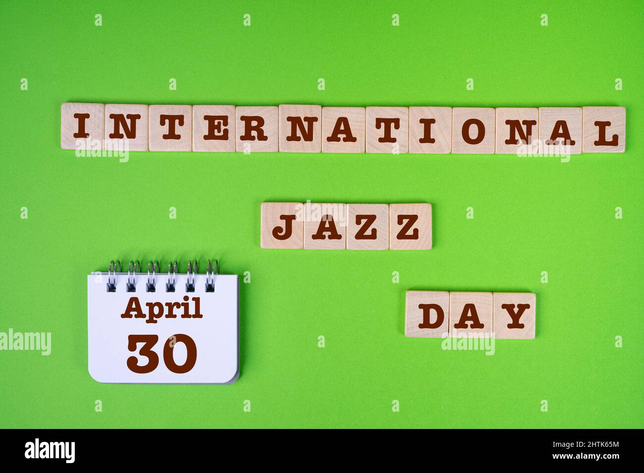 Il concetto di celebrazione della Giornata Internazionale del Jazz delle Nazioni Unite il 30 aprile. Foto Stock
