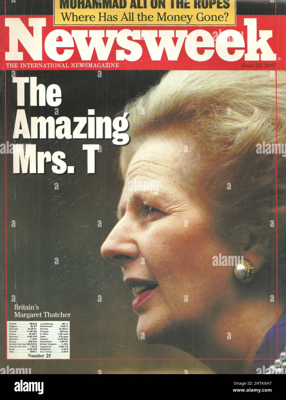 Newsweek copertina Giugno 22 1987 Muhammad Ali sulle corde la sorprendente signora Margaret Thacher Foto Stock