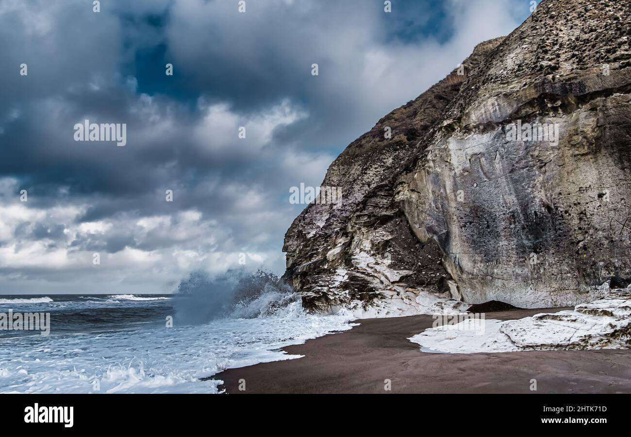 Scogliere naturali di Bulbjerg sulla costa del Mare del Nord in Danimarca Foto Stock