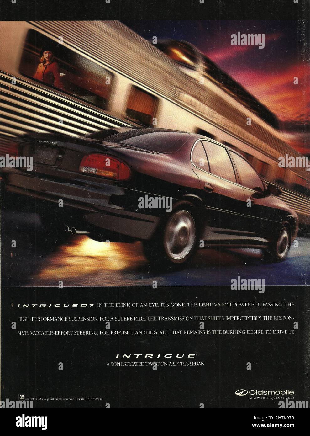 Oldsmobile intrigue auto carta pubblicità annuncio 1990s Foto Stock