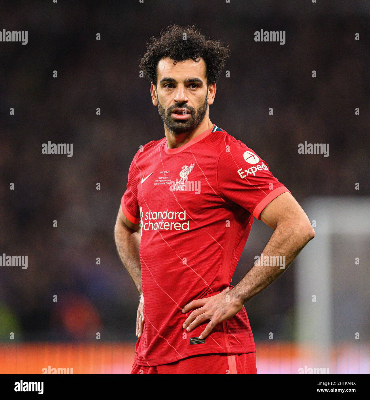 27 Febbraio 2022 - Chelsea contro Liverpool - Coppa Carabao - finale - Stadio di Wembley il Mohamed Salah di Liverpool durante la finale della Coppa Carabao allo Stadio di Wembley. Picture Credit : © Mark Pain / Alamy Live News Foto Stock