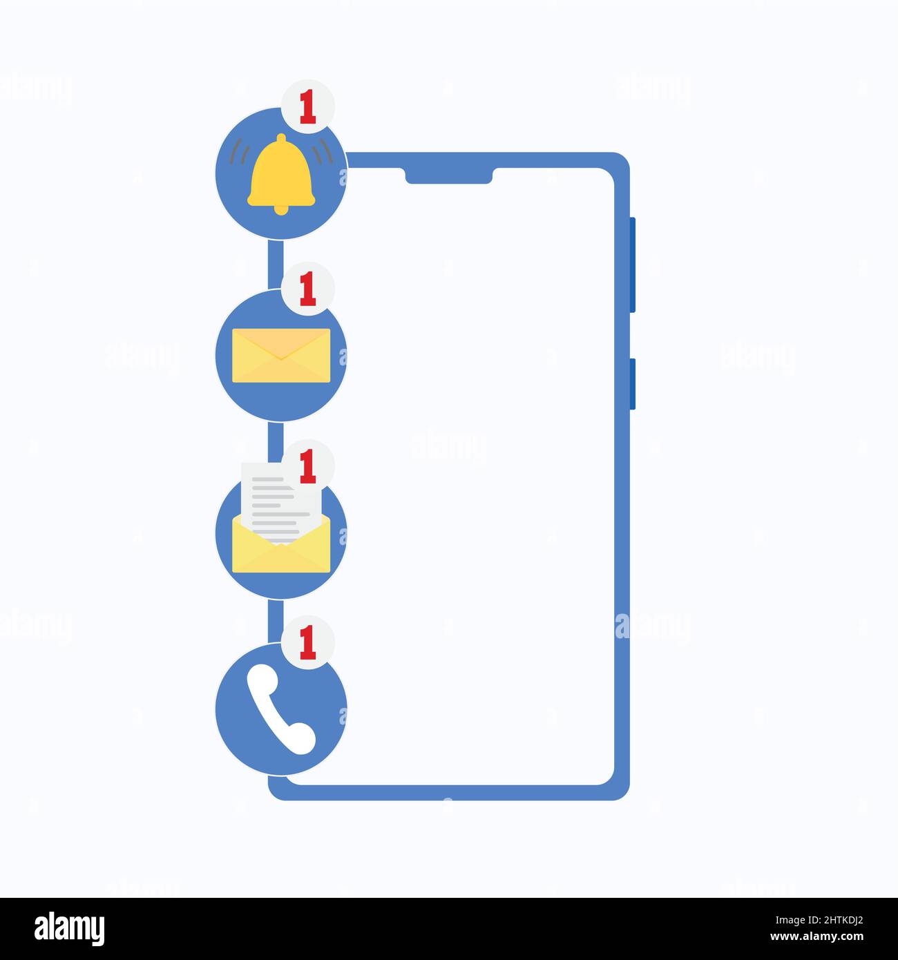 Notifiche di smartphone, chiamata mancante e messaggio non letto. Comunicazione di telefono, conversazione online, tecnologia internet, illustrazione vettoriale, web chatt Illustrazione Vettoriale