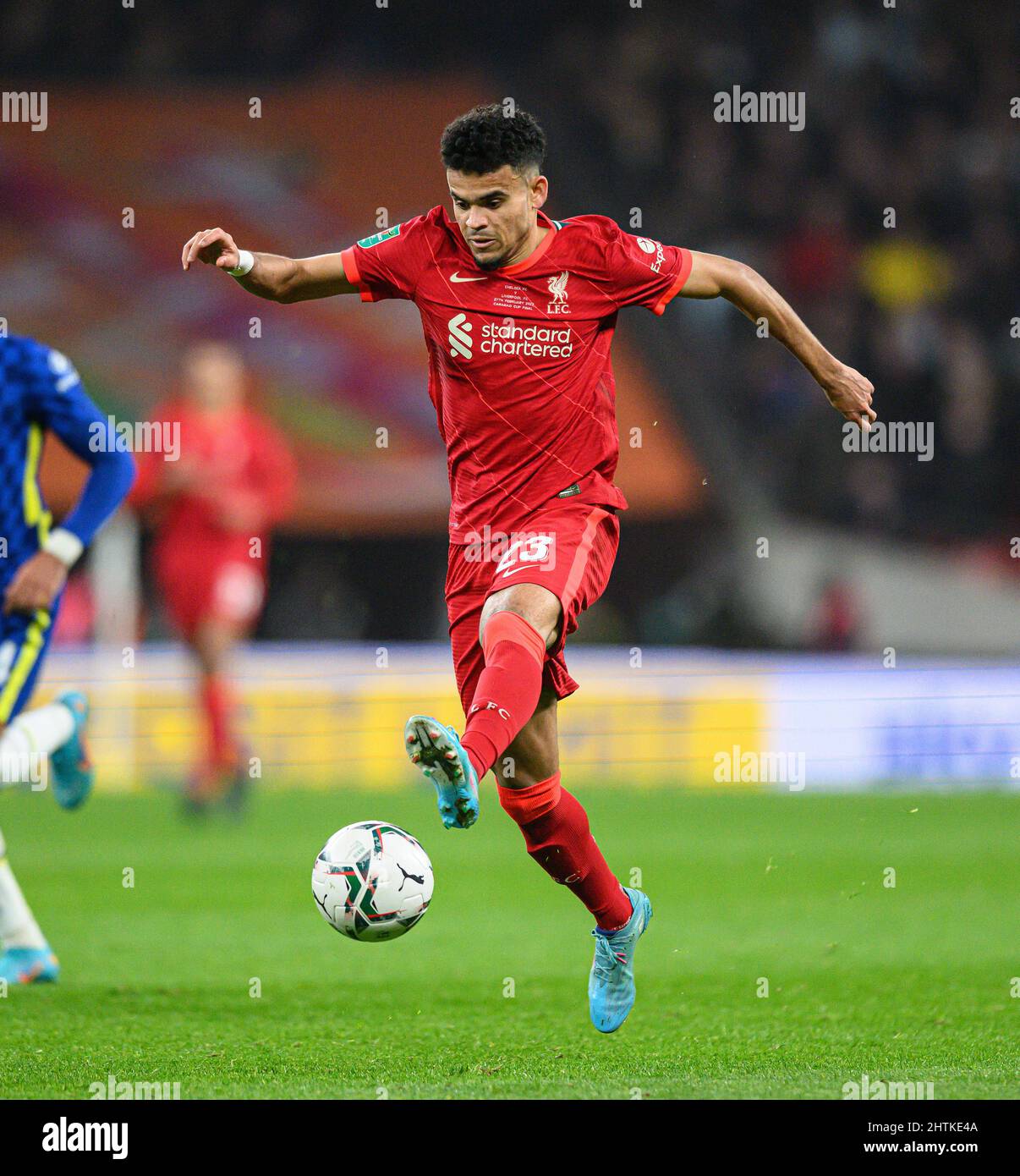 27 Febbraio 2022 - Chelsea contro Liverpool - Coppa Carabao - finale - Stadio di Wembley Luis Diaz di Liverpool durante la finale della Coppa Carabao allo Stadio di Wembley. Picture Credit : © Mark Pain / Alamy Live News Foto Stock